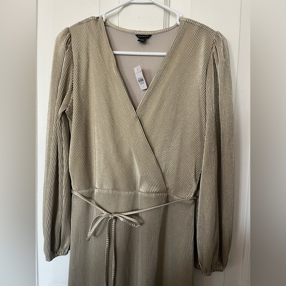 Ann Taylor Shimmer Pleated Wrap Dress NWT - Picture 3 of 6
